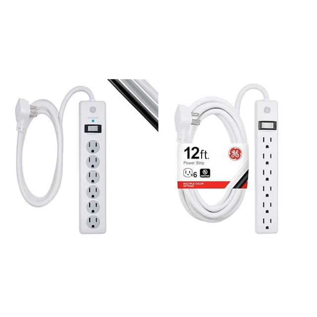 Cable Power Strip GE de 6 salidas, 800 julios, 1,8 m, 6 salidas