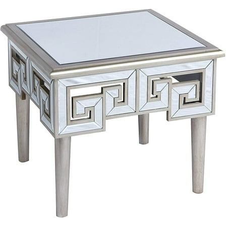 Wallace  Bay Hayden 24" End Table with Greek Key Pattern And Beveled Mirror Finish