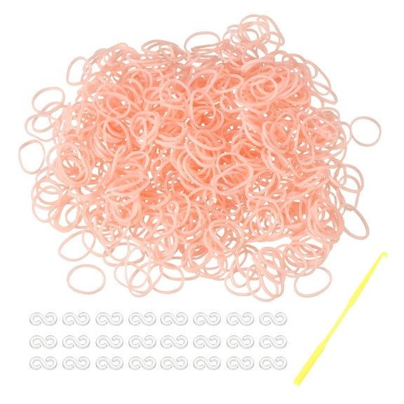 Uxcell 600 Pcs Loom Rubber Bands Kit with 25 Pcs S-Clips 1-Hook Rubber Bands Refill Bracelet Making Kits for Weaving DIY Handcrafts Gift, Beige