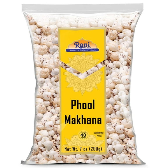 Rani Jumbo Phool Makhana (Fox Nut/Popped Lotus Seed) Plain Raw Uncooked 7oz (200g) ~ All Natural | Vegan | No Colors | Gluten Friendly | NON-GMO | Kosher | Indian Origin