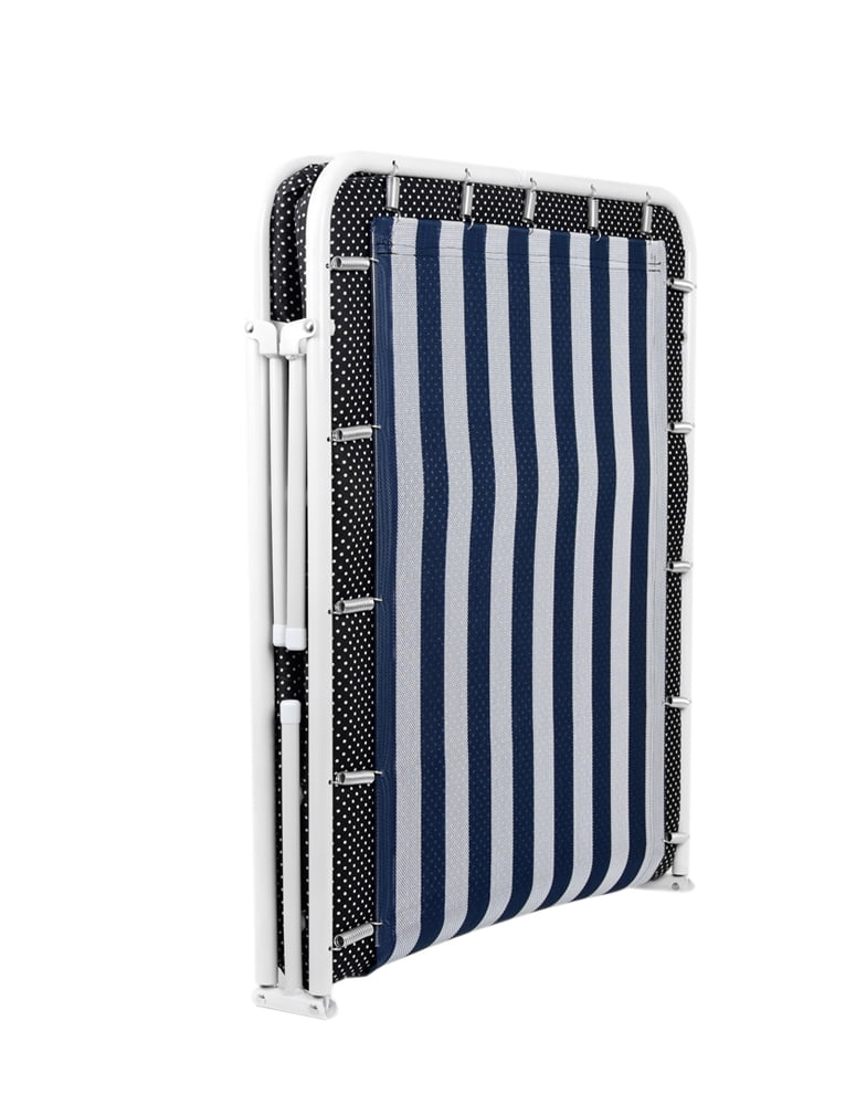 iBed Home Outdoor Portable Guest Cot Bed in a Box White Frame Black