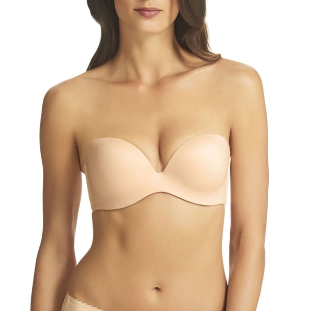 Fine Lines Women’s Memory Low Cut Strapless 4 Way Convertible Bras, Light Beige, 38D