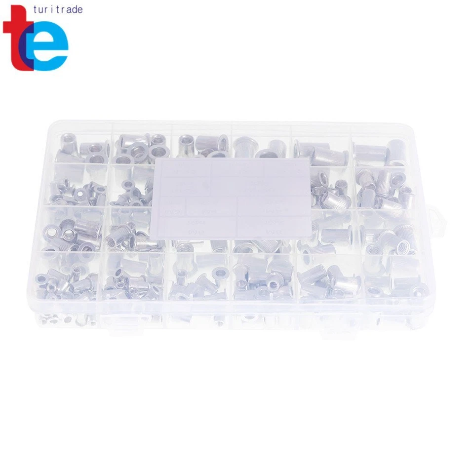 CIRCLE- 300 Pack 150 Pcs Metric + 150 Pcs Sae Aluminum Rivet Nut Rivnut Nutsert Kit New