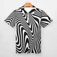 thumbnail image 3 of Black White Linework Men Zipper T-shirt Summer Casual Short Sleeve T-shirt Top, 3 of 7