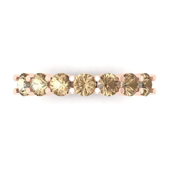 1.05 ct Brilliant Round Cut Synthetic Yellow Moissanite 14k Rose Gold Stackable Band SZ 5