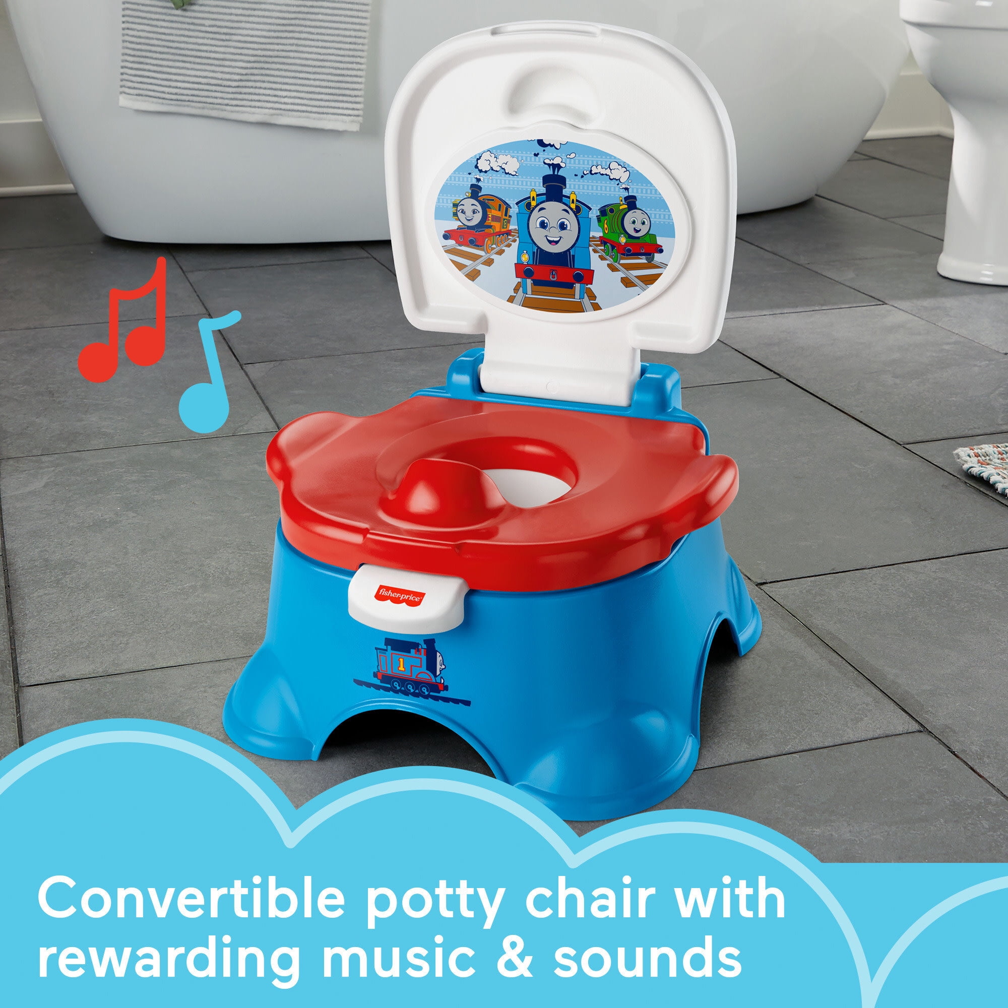 Fisher-Price Thomas & Friends 3-in-1 Toddler Potty Training Toilet and Step Stool with Music