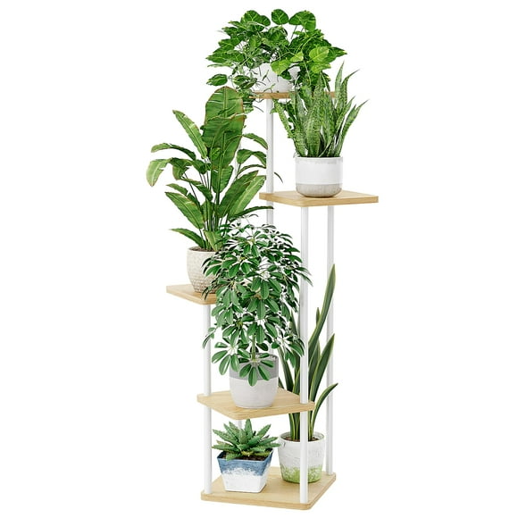 Bamworld Corner Plant Stand Indoor, Tall Metal Plant Shelf for Multiple Plants, 5 Tier Flower Stand for Patio Garden Balcony Living Room Bedroom
