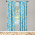thumbnail image 4 of Ambesonne Lotus Window Curtains, Japanese Themed Flora, Each 28" W x 63" L, Marigold Blue White, 4 of 4