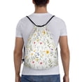 thumbnail image 4 of Defioc Watercolor Floral A for Drawstring Backpack Sports Gym Bag for Women Men Children Adult Sackpack Yoga Bag for Wet Swimming,Gym,and Workout Gear -Small, 4 of 9