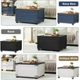 thumbnail image 6 of Farmhouse Coffee Table with Hidden Storage, Large Square Center Table for Living Room, Vintage Cocktail Tables with Flip-Top Lids, Farm House Tables with Wood Gourd Feet, Antique White & Black, 6 of 8