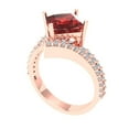 thumbnail image 2 of 2.3075 ct Princess Cut Natural Garnet Solitaire with Simulated Diamond Accents 14K Rose Gold Womens Engagement Ring, 2 of 5