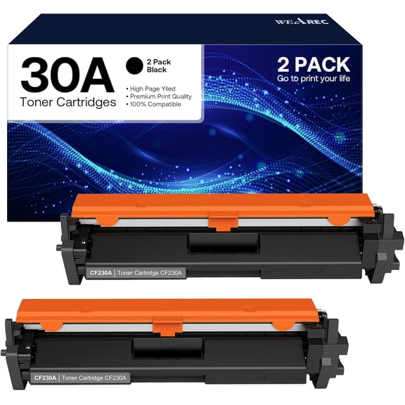30A Toner Cartridge CF230A 2 Black Replacement for HP 30A CF230A 30X CF230X 30A CF230A Toner Cartridge Black Compatible for Pro MFP M227fdw M203dw M227fdn M203dn M227sdn M203d M227 M203 Series Printer