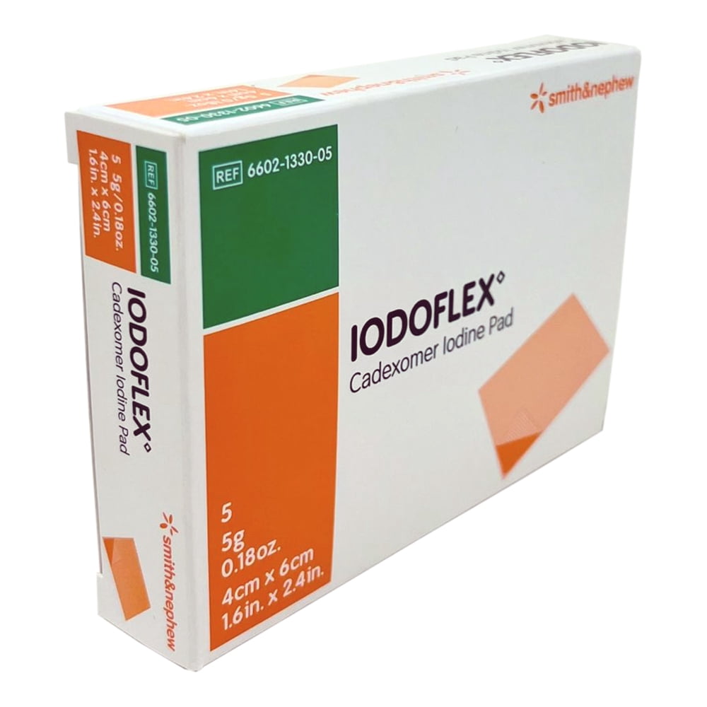 Iodoflex Cadexomer Iodine Pad 1.6" x 2.4" 5gm - Box of 5 Dressings
