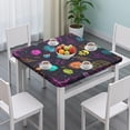 thumbnail image 3 of Neon Halloween Pattern Square Fitted Tablecloth with Elastic Edge,Square Table Cover,Washable Elastic Table Cover for Home Kitchen Party Decor 36"x36", 3 of 6