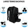 thumbnail image 5 of WOLT Tennis Racquet Sports Backpack Bag, 34L Capacity, Polyester with Ventilated Shoe Compartment, Black, 5 of 8