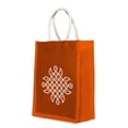 thumbnail image 4 of ATOTE Thamboolam Kolam Art Return Gift Bags, Multicolor Jute Bags with Zipper for Weddings, Pooja & Birthdays, Orange, Set of 20 Pcs, 4 of 4
