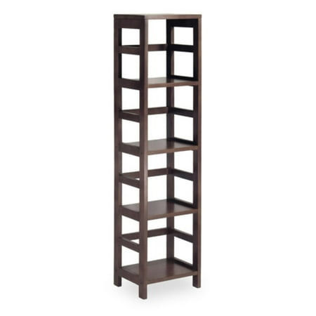 Leo Storage Open Shelf, 5-Tier, 4-Section, Tall, Espresso