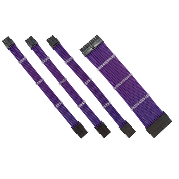Cateissary Cable de alimentación de extensión, conectores flexibles con funda, alimentación de ordenador, nailon, seguro, útil, juego de Cables de computadora Púrpura