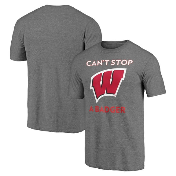 Men's Heather Gray Wisconsin Badgers Can't Stop Tri-Blend T-Shirt