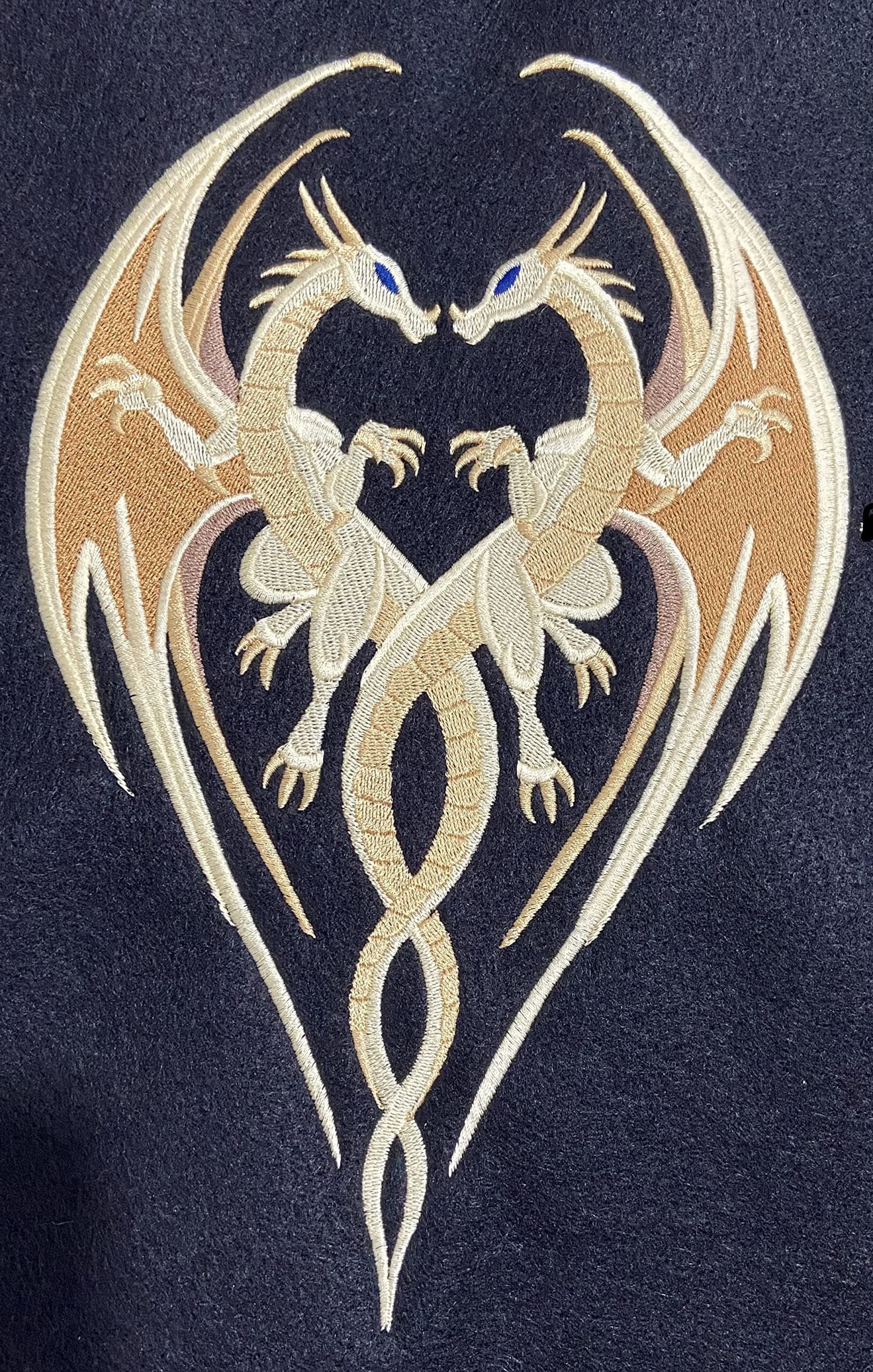 Custom Intertwined in Mythos Dragons Embroidery Iron On/Sew Patch (6.8" x 10.53")