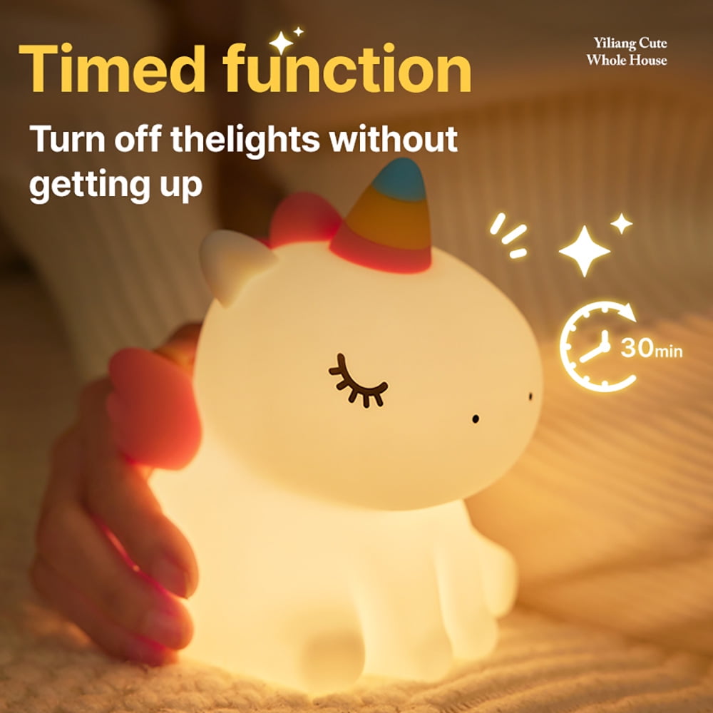 Unicorn Night Light, Soft Silicone LED Night Light Cute Animal Bedroom Lamp 3 Level Dimmable Nursery Night Light for Toddler Baby Kids