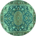 thumbnail image 1 of Ahgly Company Machine Washable Indoor Round Persian Turquoise Blue Traditional Area Rugs, 8' Round, 1 of 4