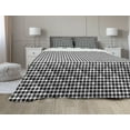thumbnail image 1 of Crazy Art Comforter & Sham Bedding Set, Contemporary Illustration of Abstract Symmetric Shapes Overlapping, 3 pcs Duvet Set Microfiber Filling Quilt, 5 Sizes, Charcoal Grey and White, by Ambesonne, 1 of 4