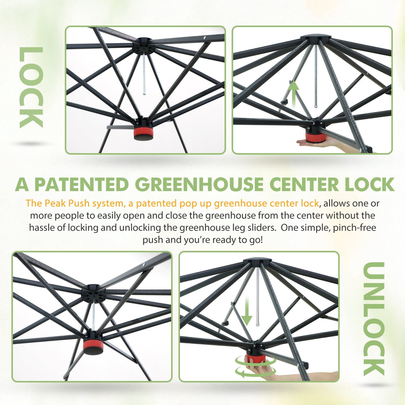 EAGLE PEAK 8x8 FT Portable Walk-in Greenhouse, Pop up Outdoor Green House with Power Access Openings, Green