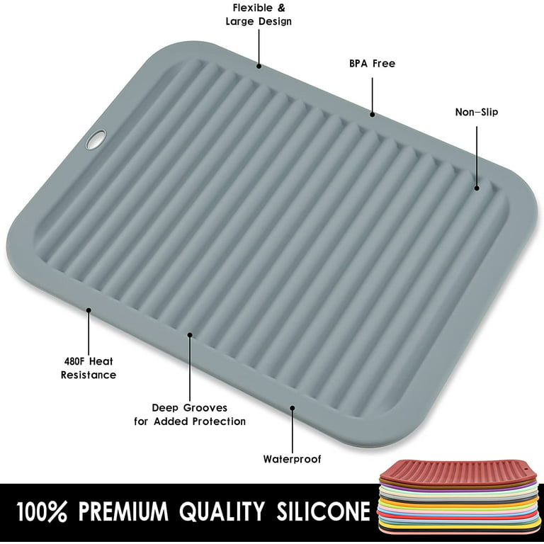 3pcs Grey Silicone Kitchen Mat For Worktop, Table Protector Heat