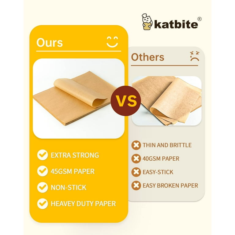 Katbite 350Pcs 9x13 In Parchment Paper Sheets, Heavy Duty White Baking Paper,  Non-stick & Oil Proof for Oven, Air Fryer, Grilling, Steaming and Cooking  Bread