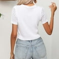 thumbnail image 7 of Besolor Women's Summer Knit Crop Tops Trendy Crewneck Short Sleeve Summer Shirts Hollow out Casual Going out Blouse, 7 of 7