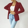 thumbnail image 5 of XFLWAM Women's Casual Business Blazers Open Front Long Sleeve Notch Lapel Suit Jackets Dressy Work Outerwear Wine Red L, 5 of 9