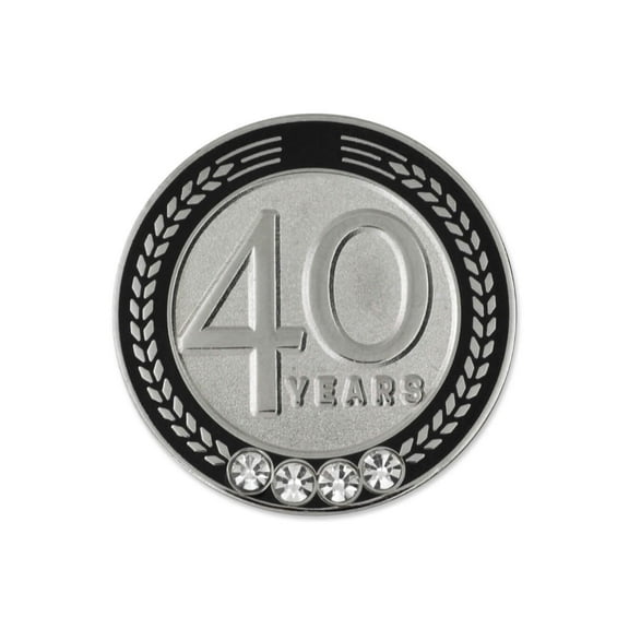 PinMart's 40 Years of Service Award Employee Recognition Gift Lapel Pin - Black 10 Pack