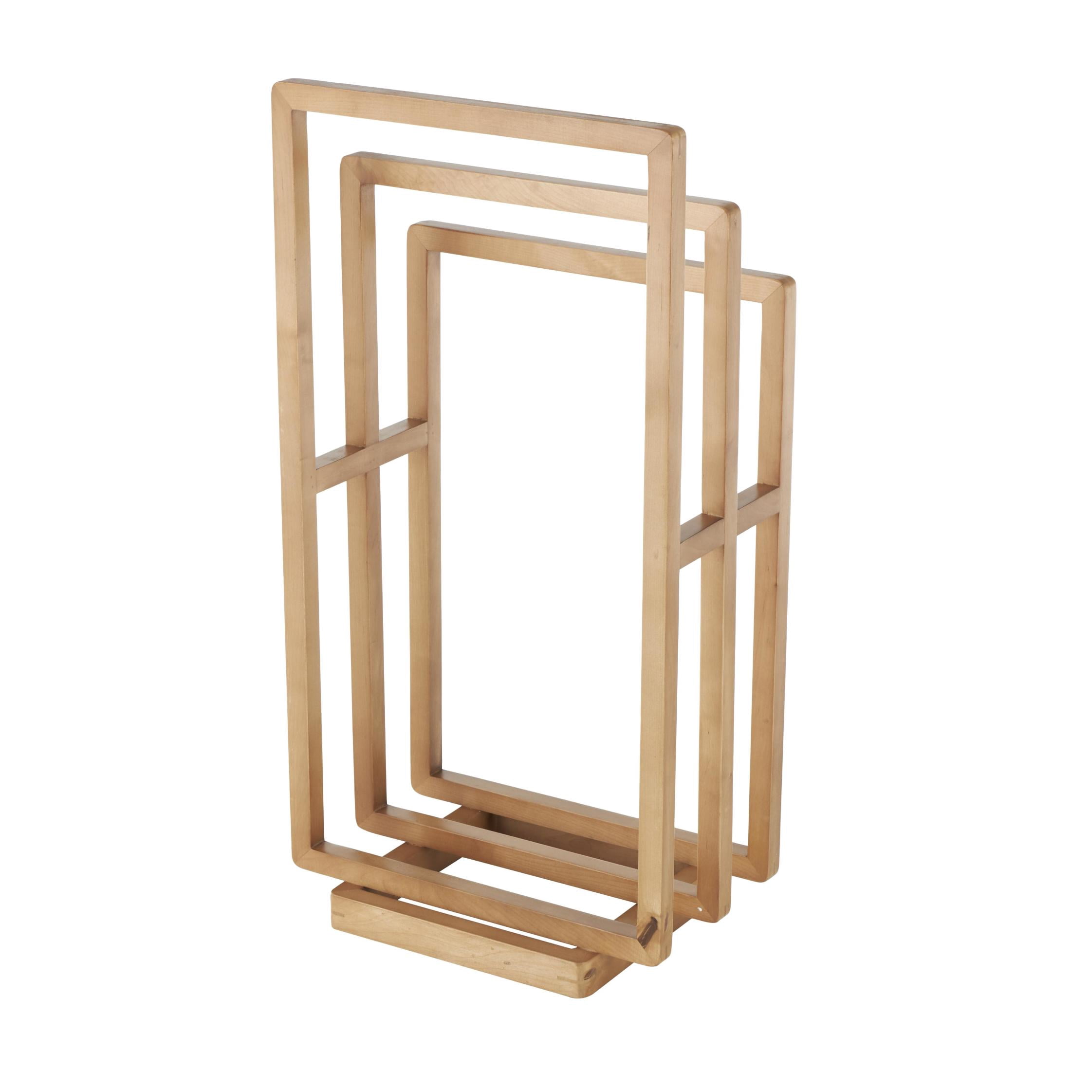 DecMode Sleek Modern Brown Wood Quilt Rack