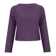 thumbnail image 4 of Linen Blend Trousers Set for Women Comfortable Drawstring Pants and Top Casual Solid Color Outfit for Daily Wear Purple L, 4 of 7
