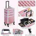 thumbnail image 4 of 3 in 1 Rolling Makeup Case Professional Cosmetic Train Case Beauty Storage Trolley for Make Up Hairstylists Nail Tech Bloggers, Holographic Pink, 4 of 9