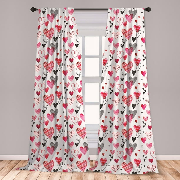 Valentine Curtains 2 Panels Set, Different Types of Heart Shapes ...