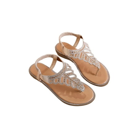 

Daeful Ladies Summer Sandals Womens Sliders Diamante Flats Beach Flip Flop Shoes Size 4-12