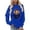 Blue, variant on Womens Halloween Vibes Pullover Jack O Lantern Bow Print Crew Neck Sweatshirt Dropped Shoulders Banded Trim Long Sleeve Top