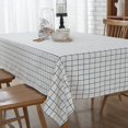 thumbnail image 4 of Mantel lavable de algodón y lino rectangular simple natural, cubierta de mantel de encaje con patrón impreso para mesa de comedor de cocina (54 x 78 pulgadas) Feliz Sencillez, 4 of 5