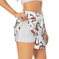 thumbnail image 3 of Lsque Red Snake Printed Women's Running Shorts with Liner Pockets,Elastic Quick Dry Workout Athletic Gym Yoga Shorts,Womens High Waist Shorts-XX-Large, 3 of 9