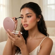 Fancii Taylor LED Lighted Travel Makeup Mirror, Rechargeable, 10x/1x Magnifying & 3 Light Settings - Compact, Portable, Large 5-inch Wide, for Handbag and Purses (Rose Gold)