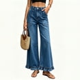 thumbnail image 6 of ATOYSOY Wide Leg Jeans for Women Stretch High Wasited Loose Trendy Denim Jean Ruffle Hem Pants, 6 of 9