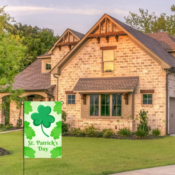 TIMIFIS Linen Decorative Flags, St Patrick's Day Garden Flag Outdoor Decorative Flag Linen Double Sided Printed Flag Ireland Outdoor Holiday Decoration Arrangement Vertical Hanging Flag Home Decor