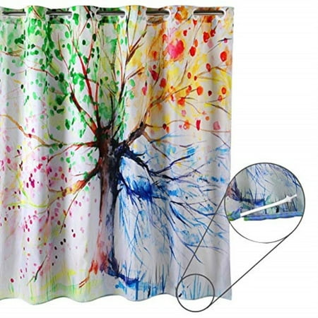 Zszt Ringless Shower Curtain Built In Eyelets Design For Flexible
