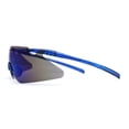 thumbnail image 4 of Color Mirror Minimalist Half Rim Shield Sport Wrap Around Sunglasses Blue Mirror, 4 of 4