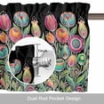 thumbnail image 6 of Spring Flowers Valance Curtain Boho Retro Lines Colorful Floral Leaf Black Window Valances Rod Pocket Short Curtains Window Treatments for Kitchen Bedroom Bathroom Laundry 42" x 18", 6 of 9
