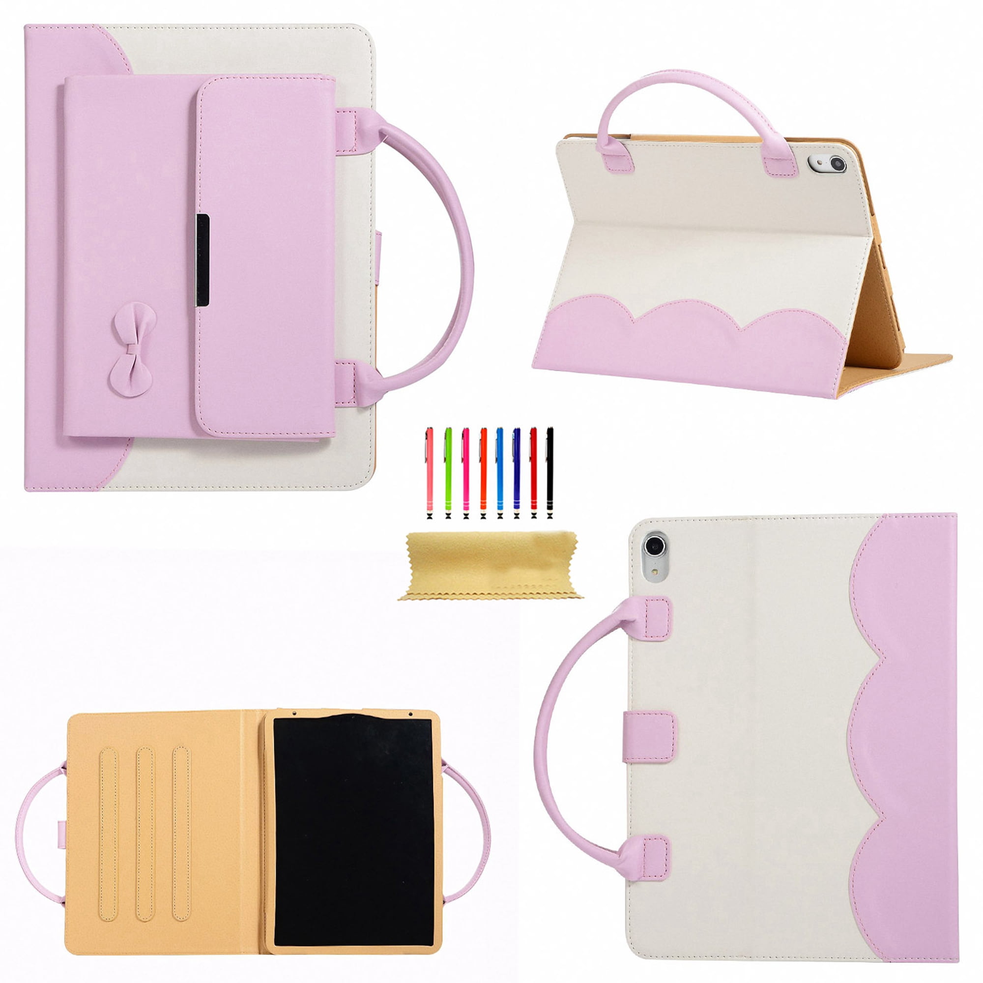 Dteck Handbag Case for iPad 9th / 8th / 7th Generation, Magnetic Stand Smart Cover Auto Sleep/Wake for iPad 10.2" 2021/2020/2019,Pink Bowknot