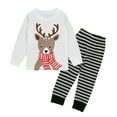 thumbnail image 2 of Toddler Kids Fleece Sweatshirt Winter Toddler Kids Boys Girls Christmas Deer Striped Print Tops+Pants Outfits Baby Sweatshirt Pullover White 5, 2 of 9