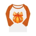 thumbnail image 4 of Abcomgle Girls Halloween Shirts Size 14 Spooky Bow Pumpkin Graphic Tshirts for Girls Crewneck 3/4 Raglan Sleeve T-Shirts for Girls Fall Funny Cute Top for Girls,4-5 Years, 4 of 4